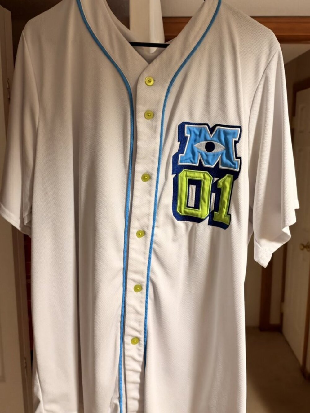 Disney Parks Monsters Inc Mike Wazowski Baseball Jersey Men XL